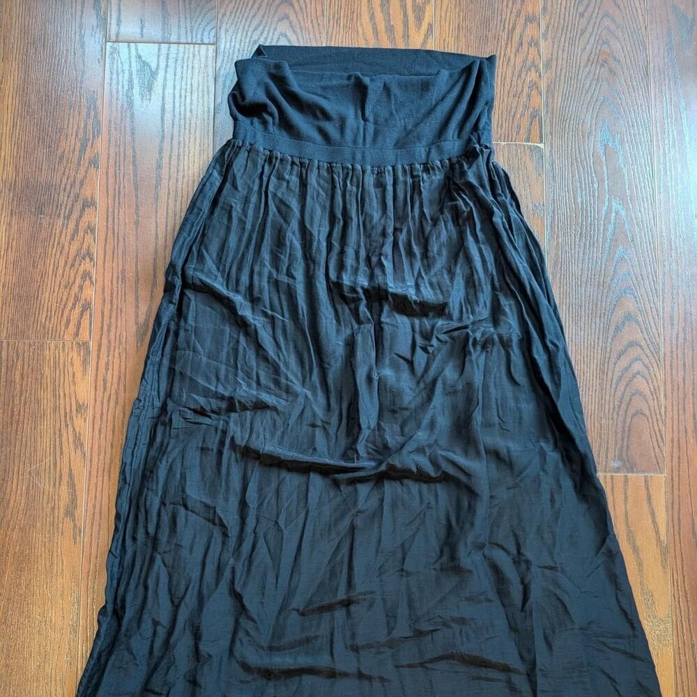 Splendid Women's Black Maxi Silk Cotton Skirt L Whimsigoth Ren Faire USA Made